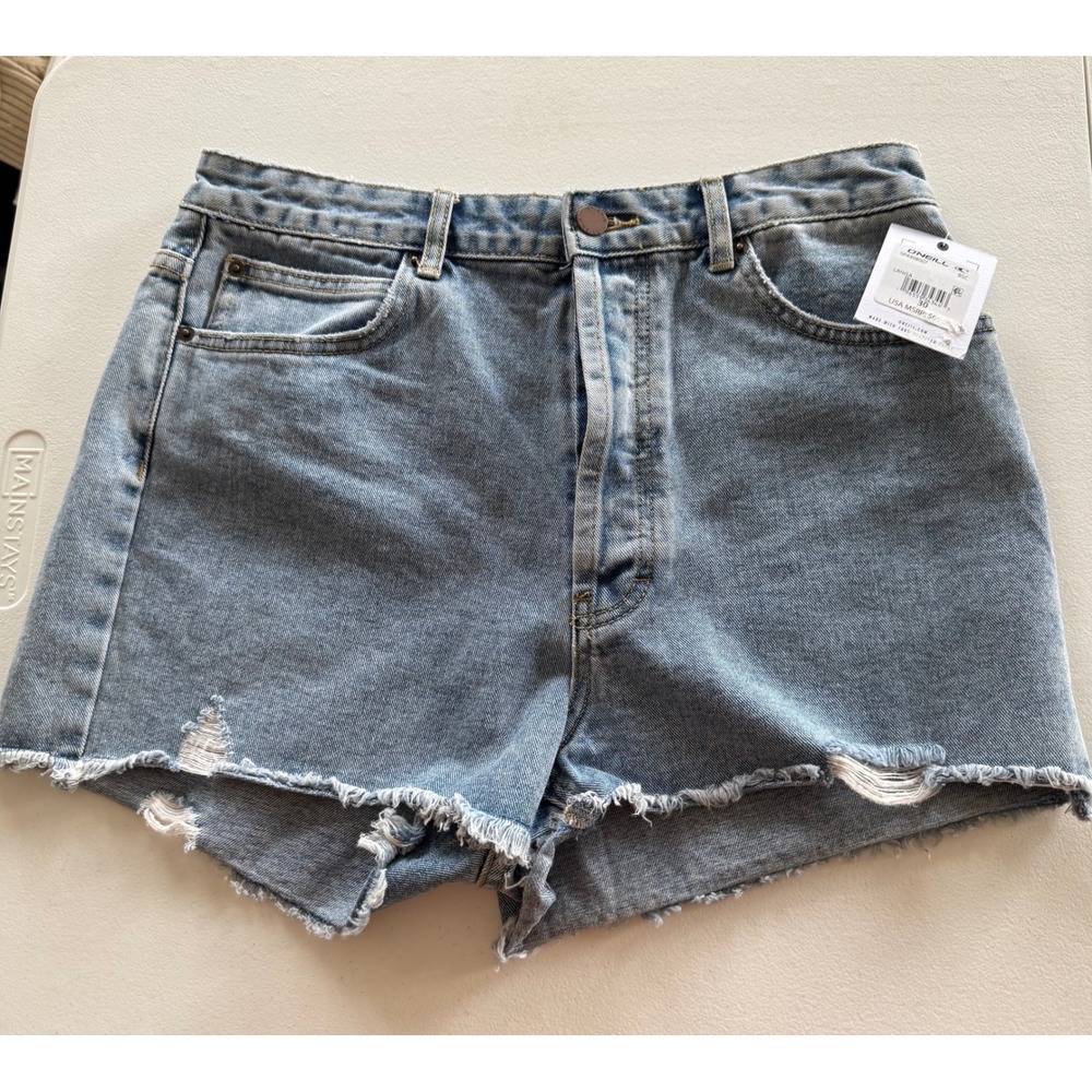 O'Neill Lanisa High Waist Denim Cutoff Shorts size 30 blue Beach Summer